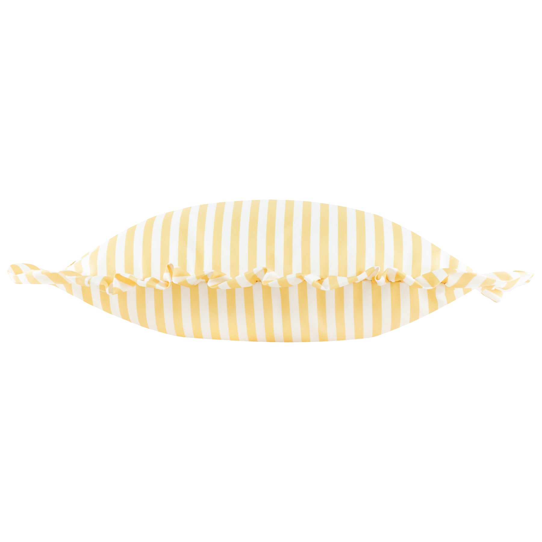 Wylder Nature Millie Ruffle Striped Outdoor Filled Cushion 50cm x 50cm Yellow