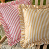 Wylder Nature Millie Ruffle Striped Outdoor Filled Cushion 50cm x 50cm Yellow