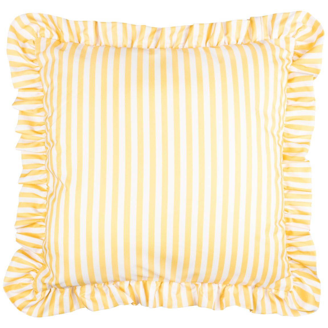 Wylder Nature Millie Ruffle Striped Outdoor Filled Cushion 50cm x 50cm Yellow