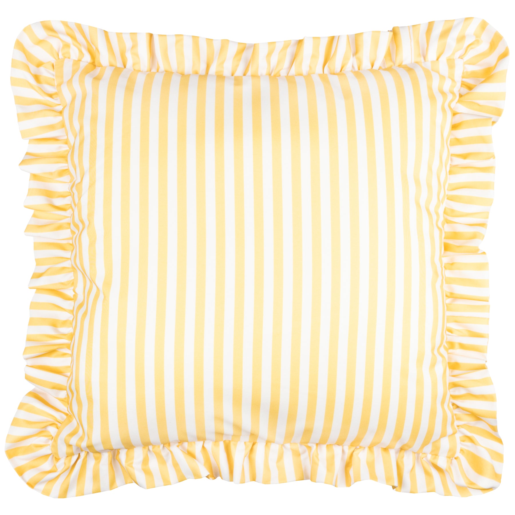 Wylder Nature Millie Ruffle Striped Outdoor Filled Cushion 50cm x 50cm Yellow