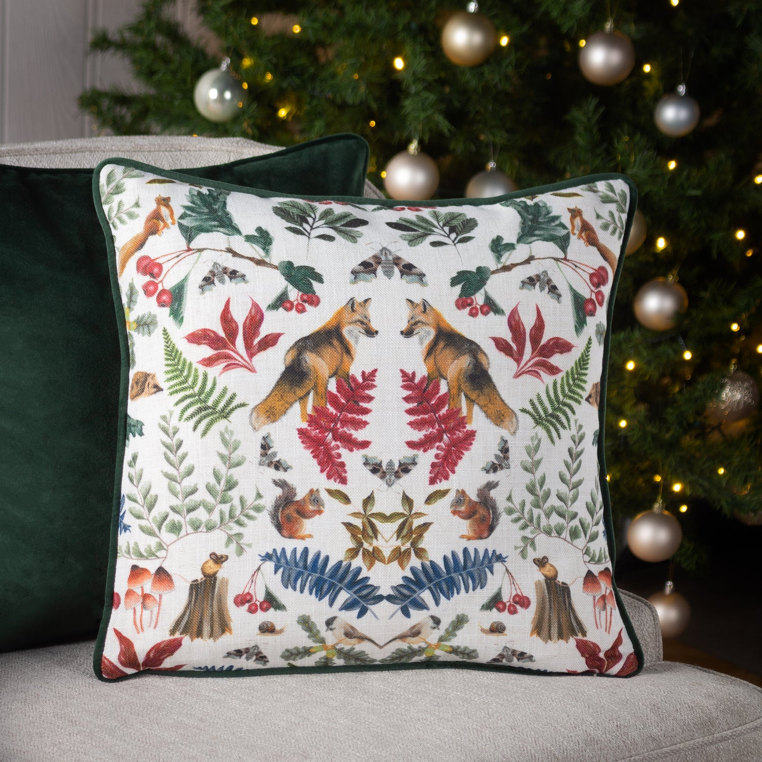 Evans Lichfield Mirrored Fox Watercolour Printed Piped Filled Cushion 43cm x 43cm Bottle