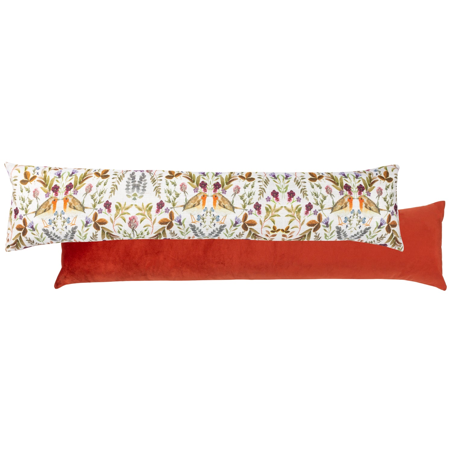 Mirrored Robin Watercolour Printed Velvet Draught Excluder Multi
