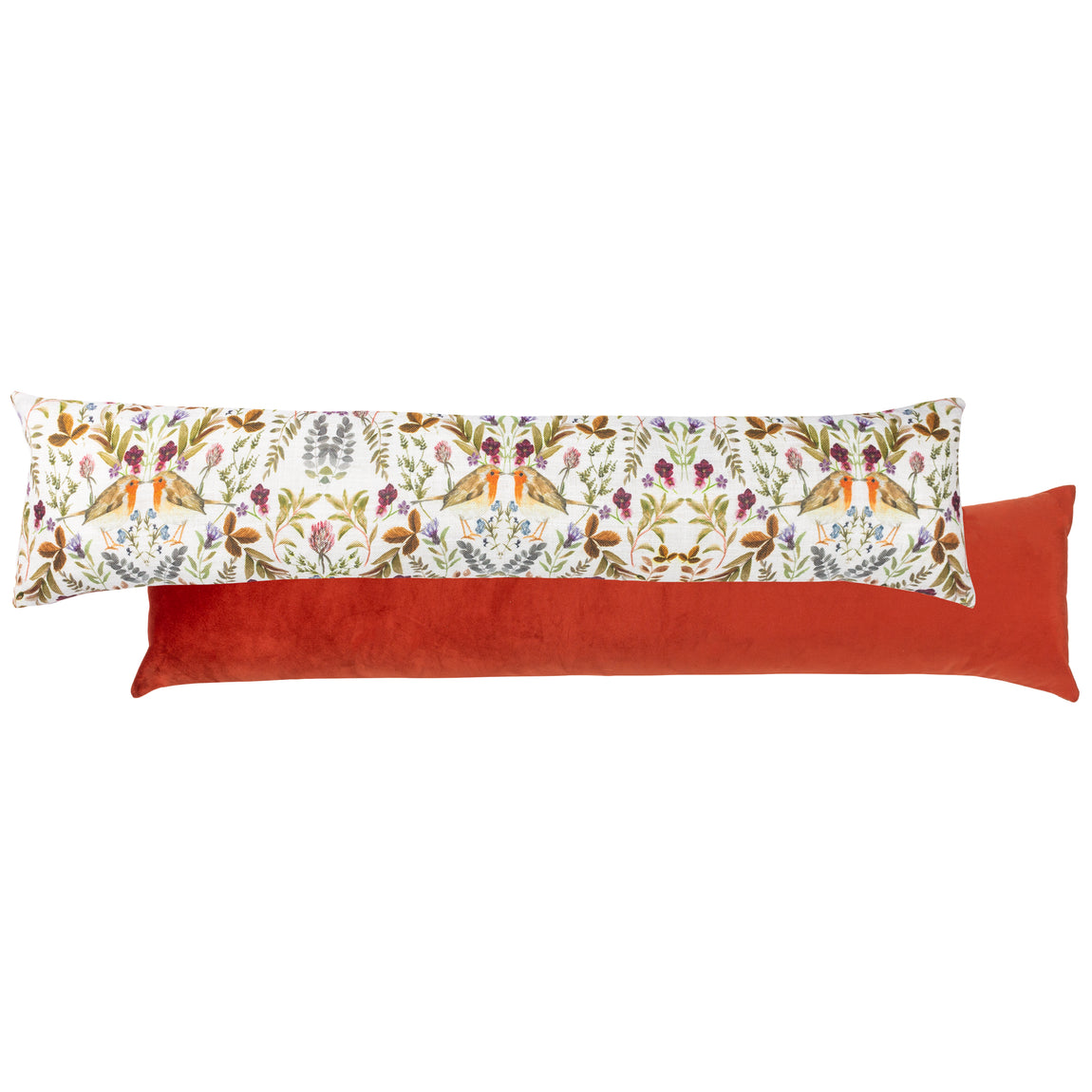 Mirrored Robin Watercolour Printed Velvet Draught Excluder Multi