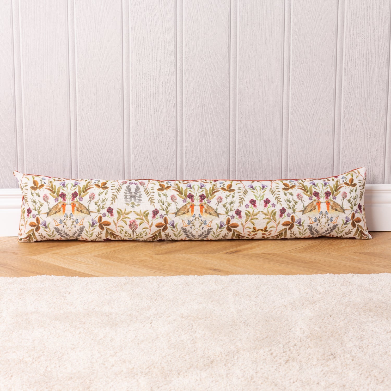Mirrored Robin Watercolour Printed Velvet Draught Excluder Multi