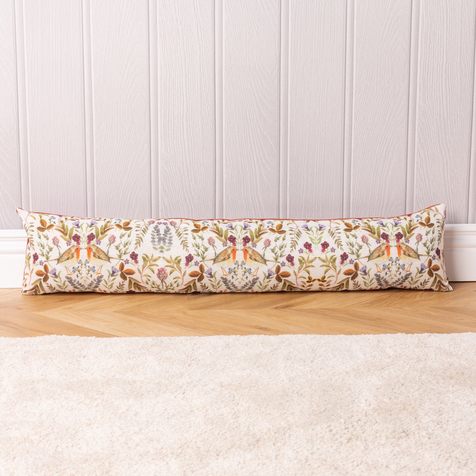 Mirrored Robin Watercolour Printed Velvet Draught Excluder Multi