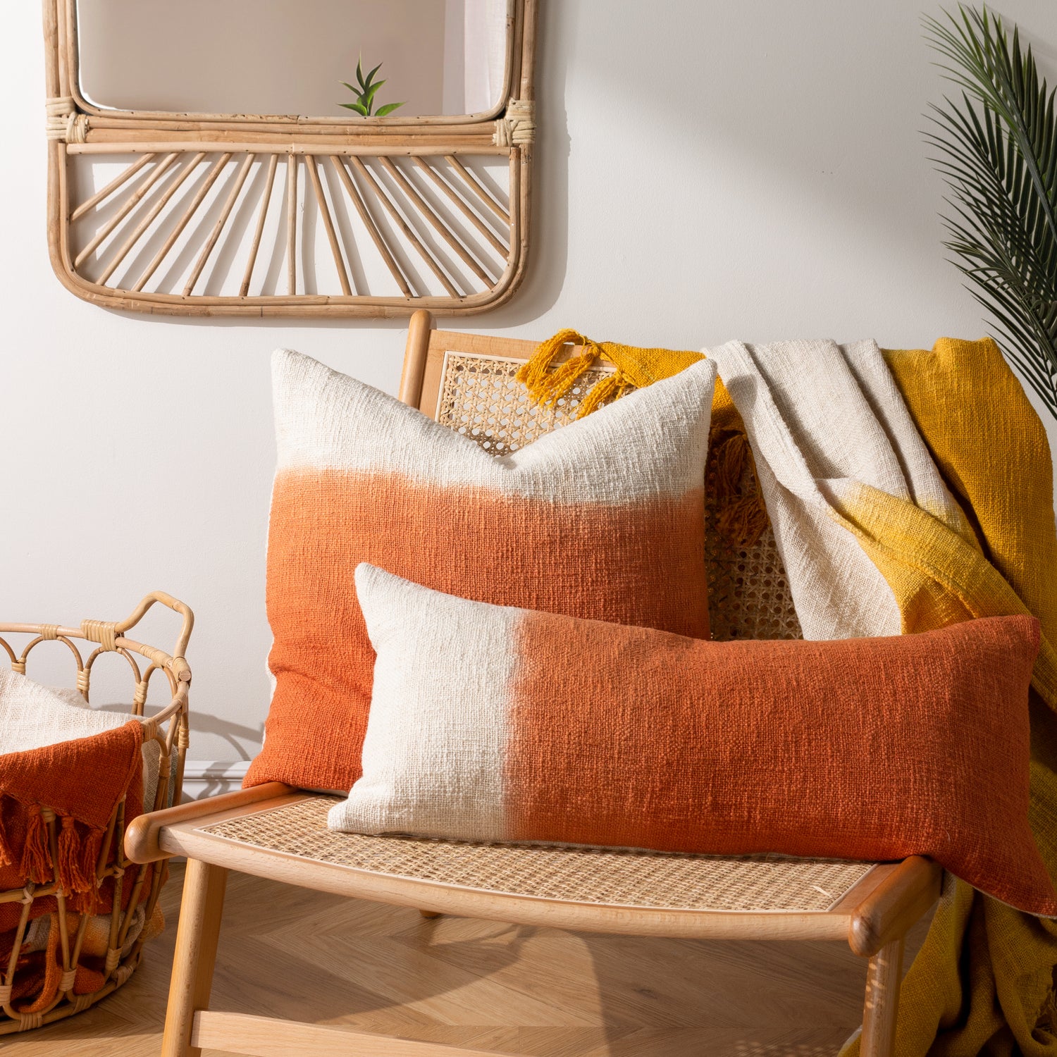 Furn. Mizu Dip Dye Printed 30cm x 65cm Filled Boudoir Amber