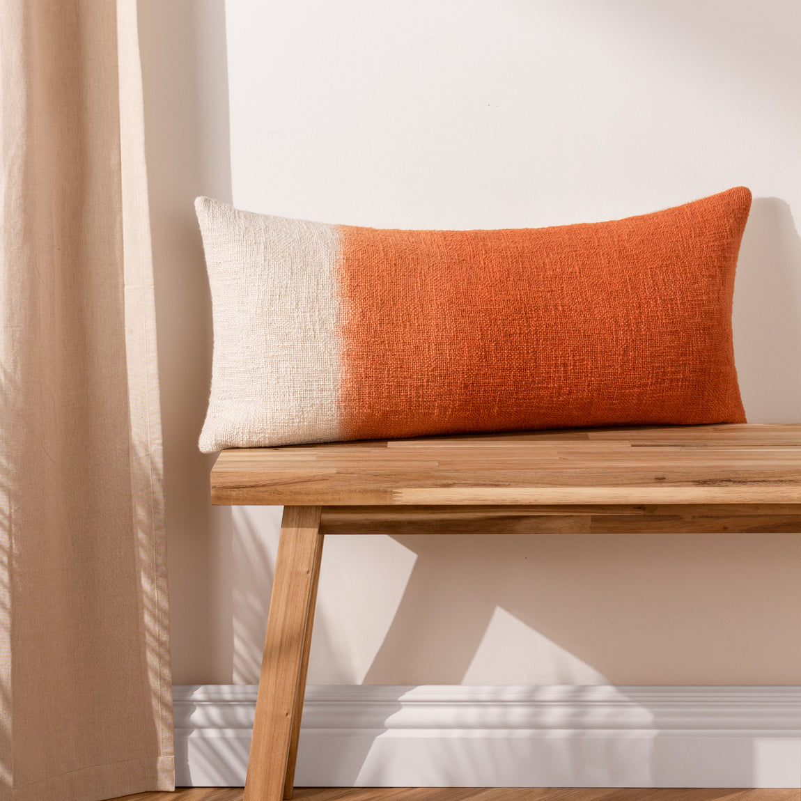 Furn. Mizu Dip Dye Printed 30cm x 65cm Filled Boudoir Amber