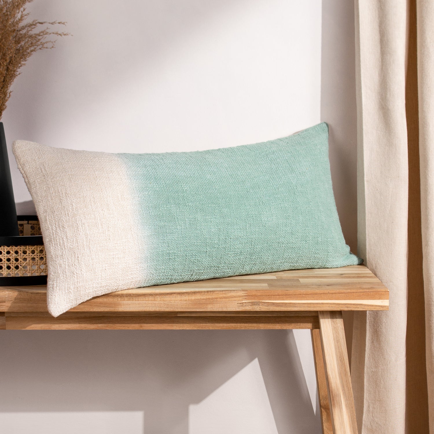 Furn. Mizu Dip Dye Printed 30cm x 65cm Filled Boudoir Eucalyptus