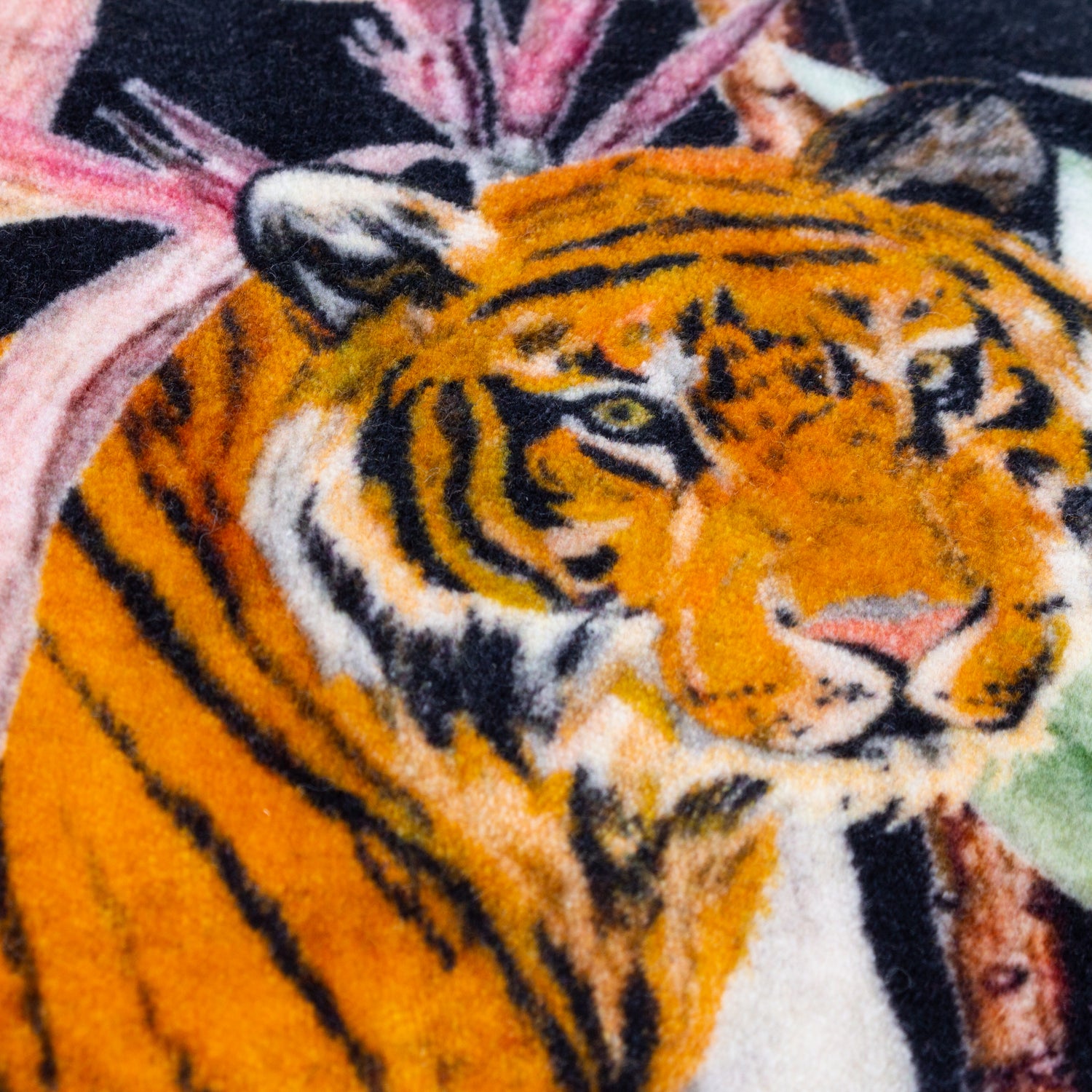 Wylder Tropics Midnight Jungle Velvet Tasselled Filled Cushion 50cm x 50cm Noir