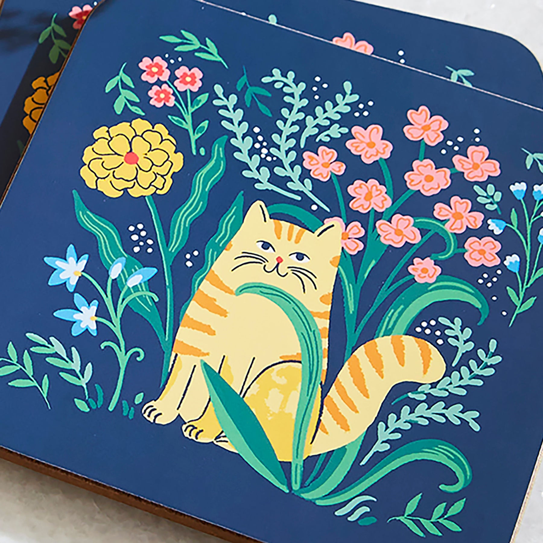 Ulster Weavers Marmalade Meadow Pack of 4 Coasters Navy