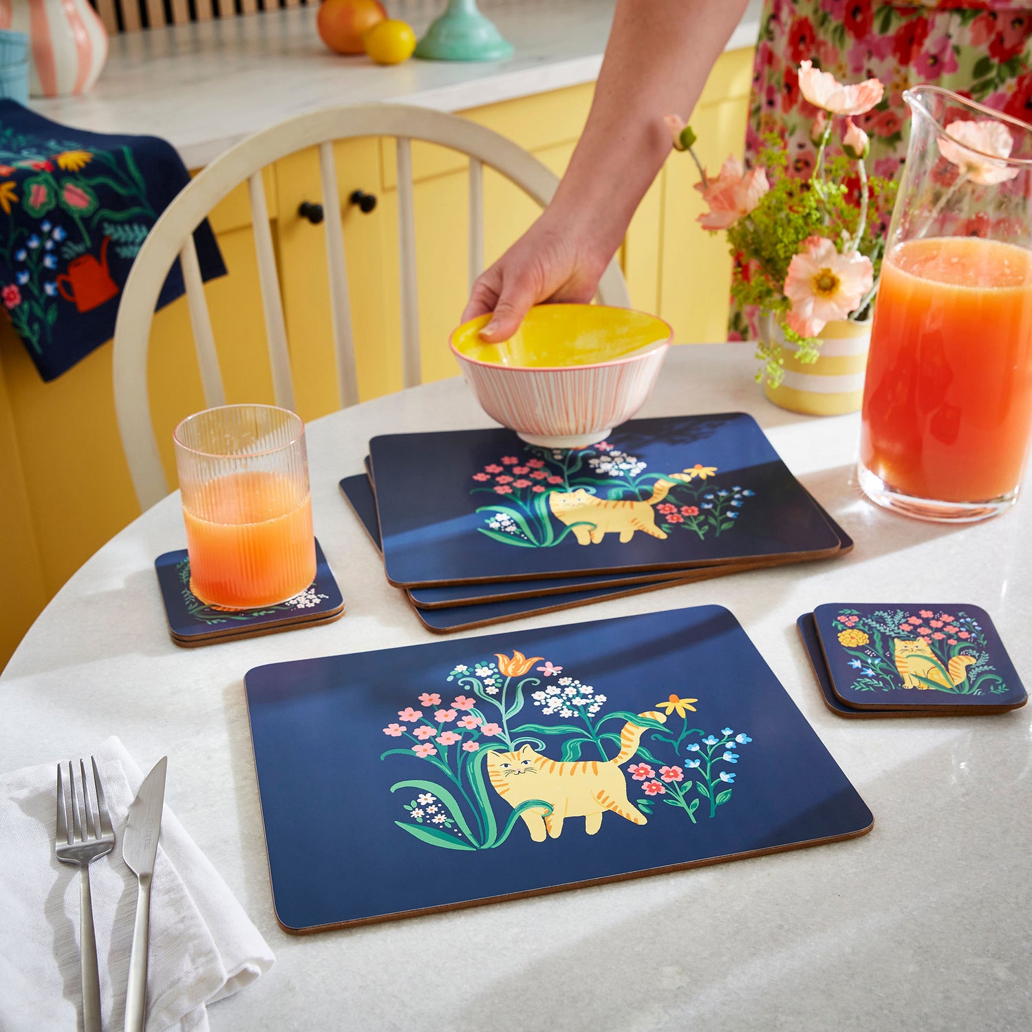 Ulster Weavers Marmalade Meadow Pack of 4 Placemats Navy
