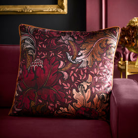 Laurence Llewelyn-Bowen Morris Major Chintz Velvet 55cmx55cm Filled Cushion Burgundy