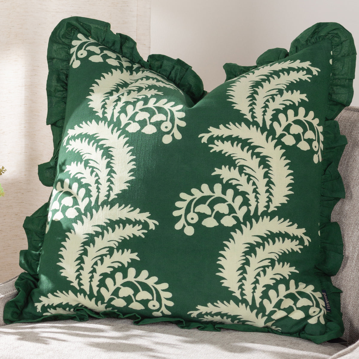 Paoletti Montrose Floral Printed 50cm x 50cm Filled Cushion Bottle Green