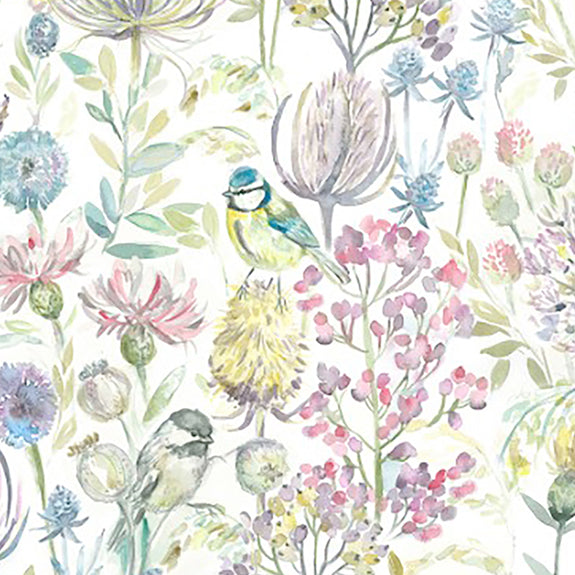 Voyage Maison Morning Chorus Printed Linen Fabric Cream