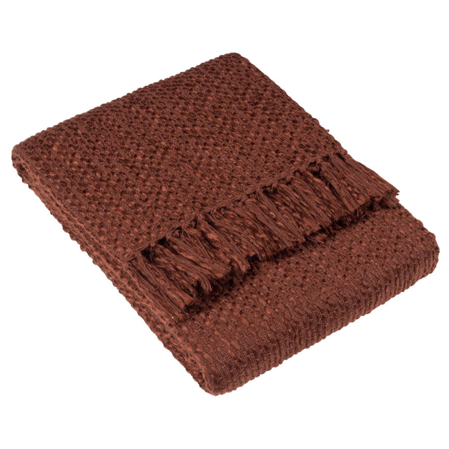 Morni Woven Tasselled 130cm x 180cm Throw Chestnut