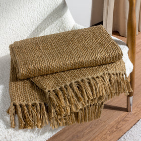 Morni Woven Tasselled 130cm x 180cm Throw Olive