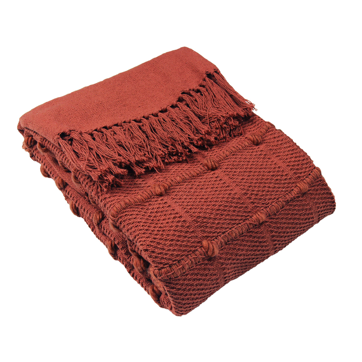 Motti Woven Tufted Stripe 140cm x 180cm Throw Red Clay