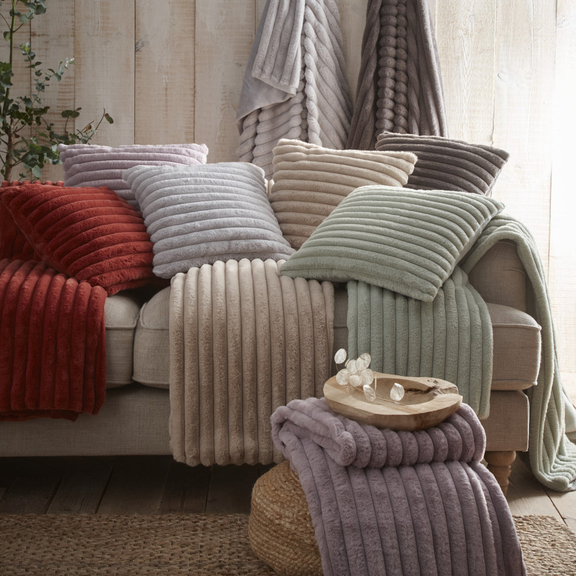 Appletree Morritz Faux Fur 130cm x 180cm Bedspread Terracotta