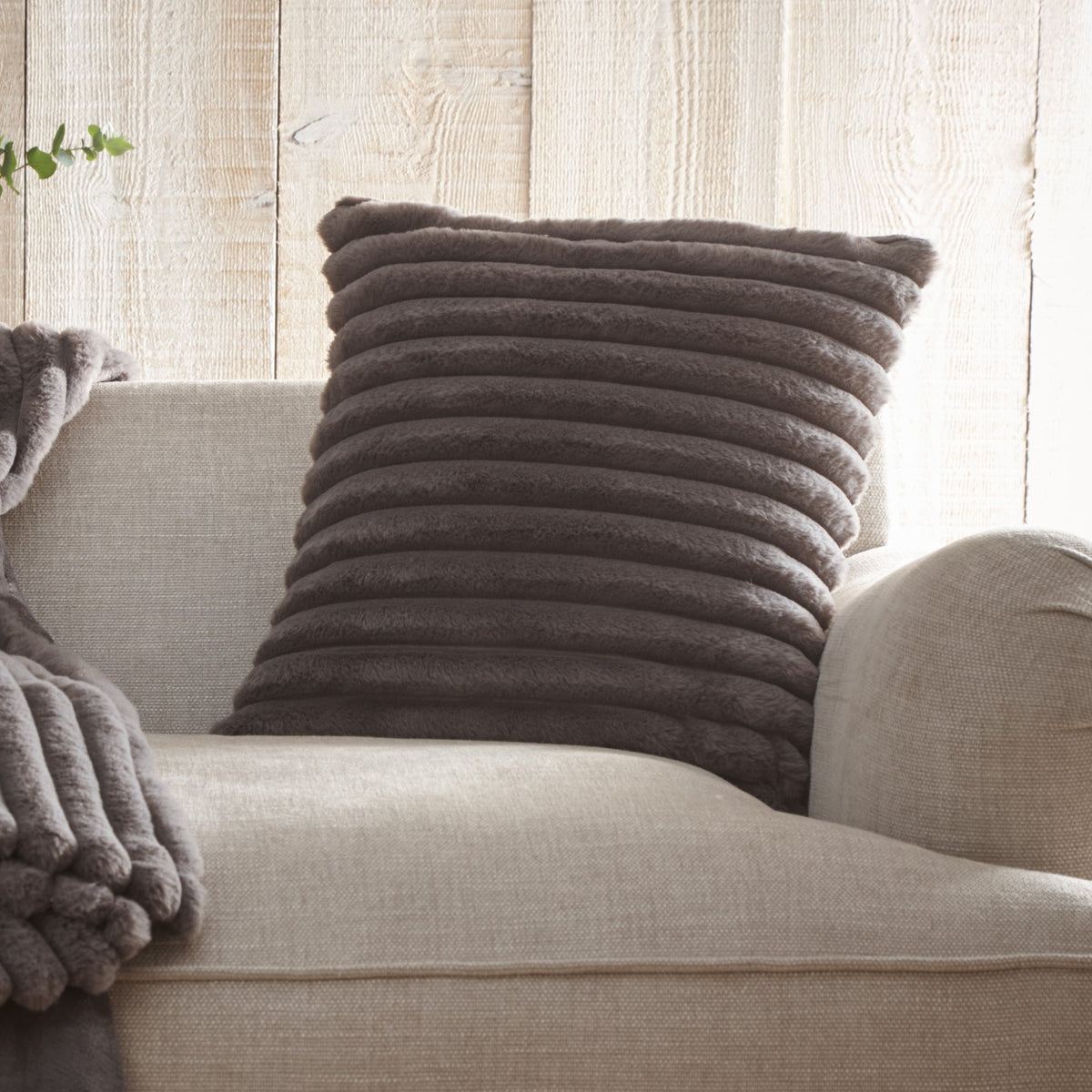 Appletree Morritz Faux Fur Filled Cushion 43cm x 43cm Charcoal