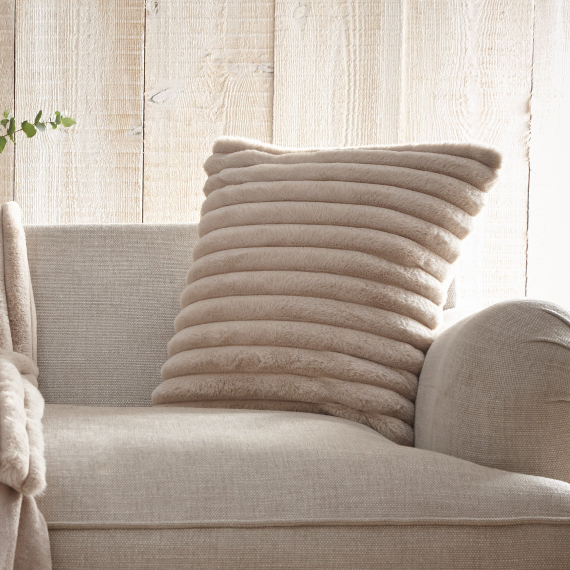 Appletree Morritz Faux Fur Filled Cushion 43cm x 43cm Natural