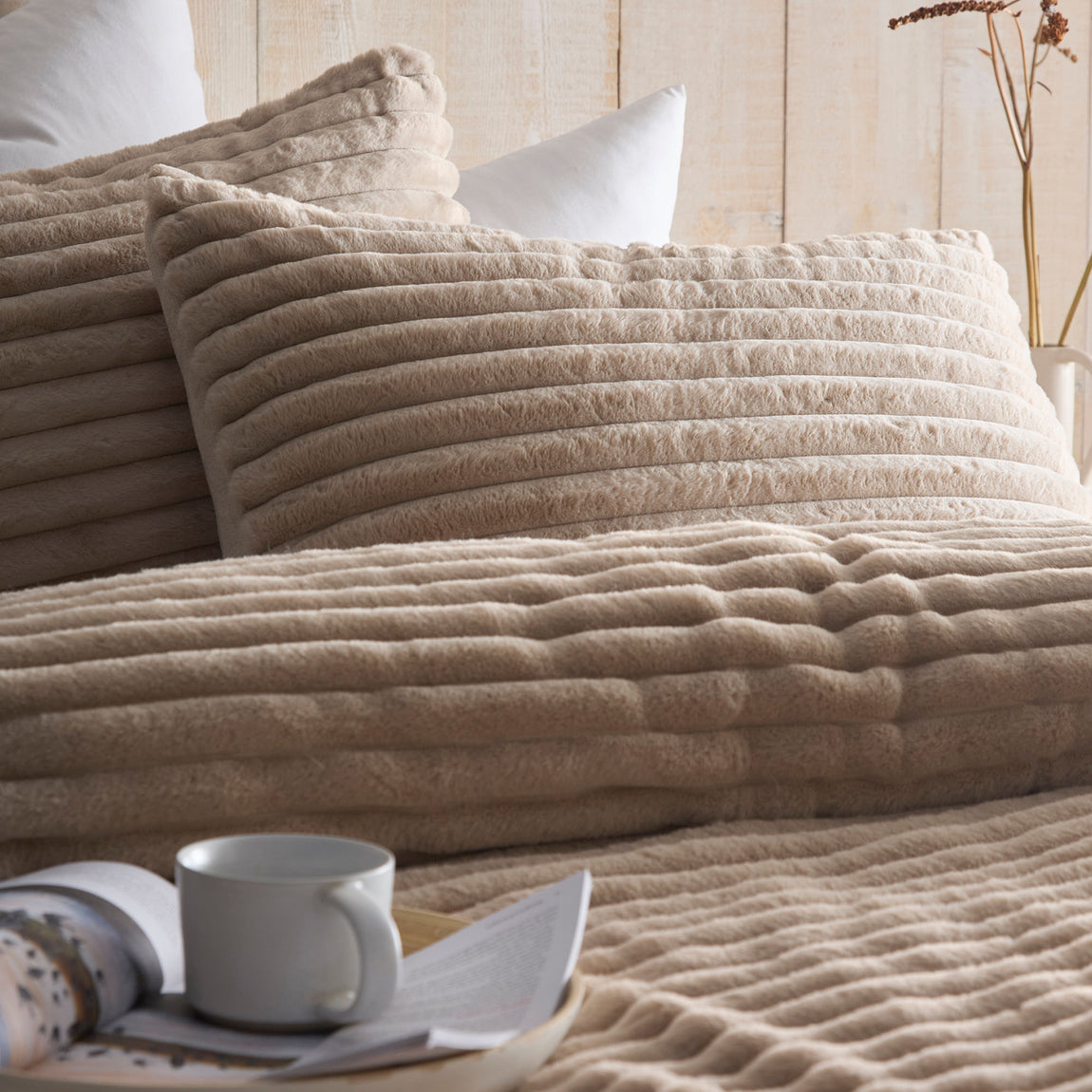 Appletree Morritz Faux Fur Duvet Cover Bedding Set Natural