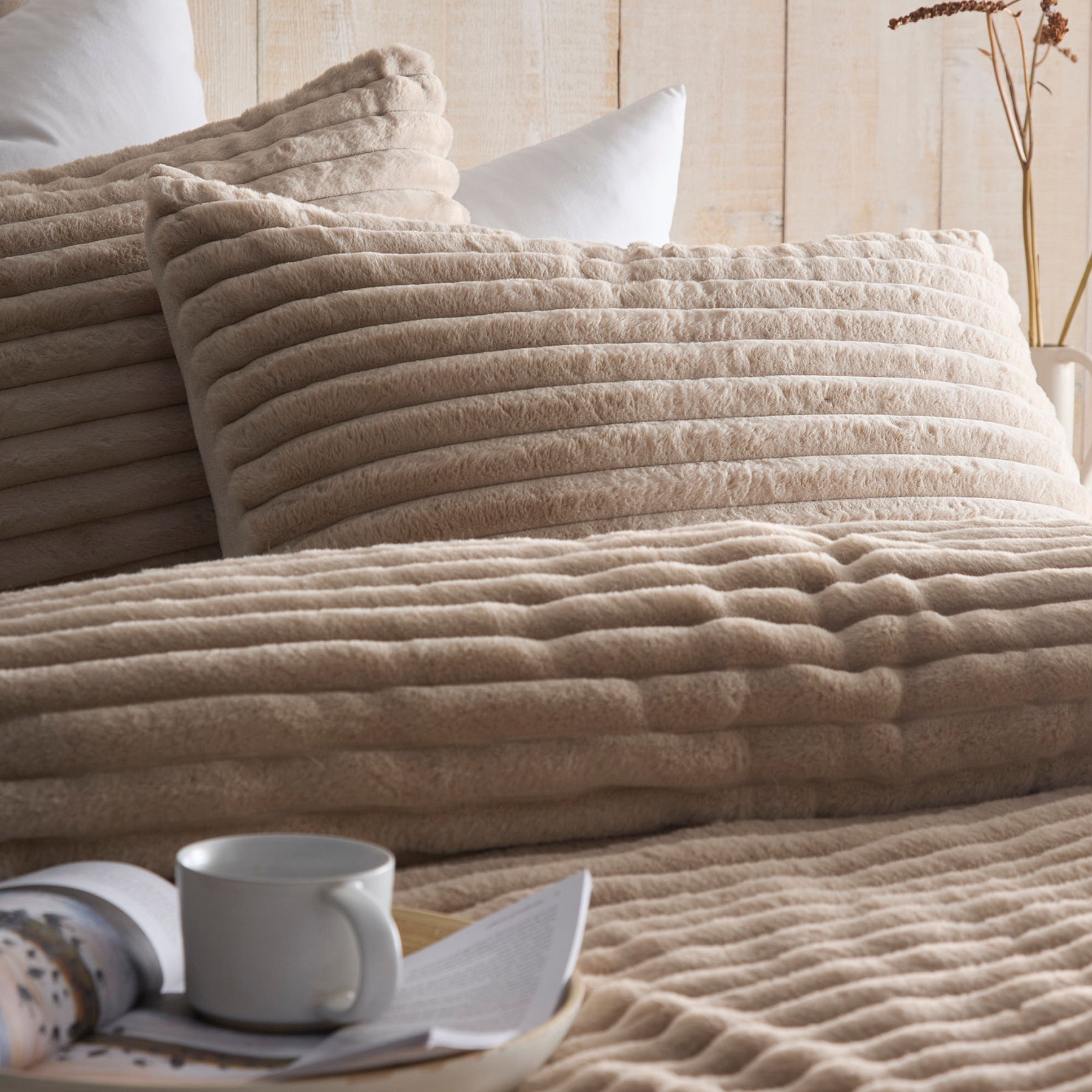 Appletree Morritz Faux Fur Duvet Cover Bedding Set Natural