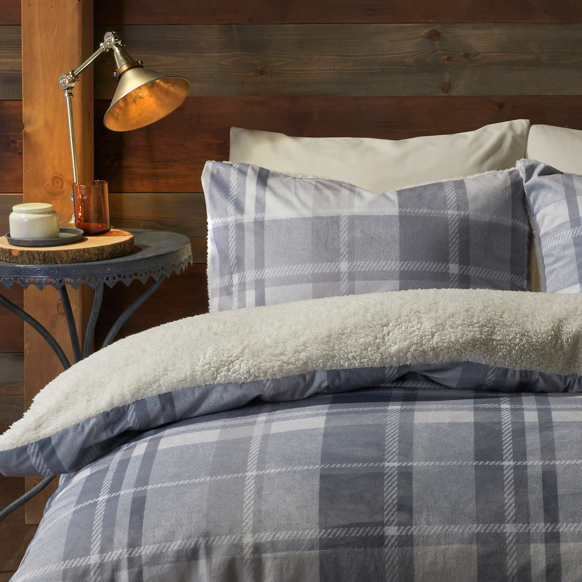 Fusion Mulford Check Duvet Cover Bedding Set Grey
