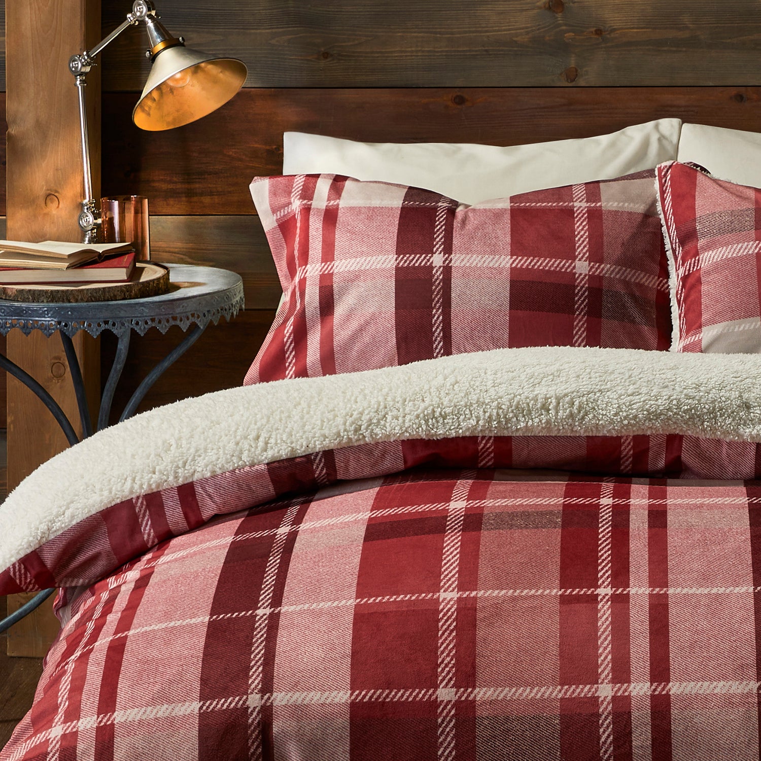 Fusion Mulford Check Duvet Cover Bedding Set Red