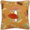 Mushroom Dell Embroidered Cotton Filled Cushion 45cm x 45cm Autumn Gold