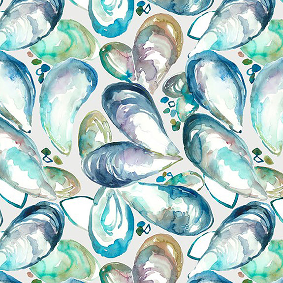 Voyage Maison Mussel Shells Printed Cotton Fabric Marine
