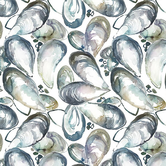 Voyage Maison Mussel Shells Printed Cotton Fabric Slate