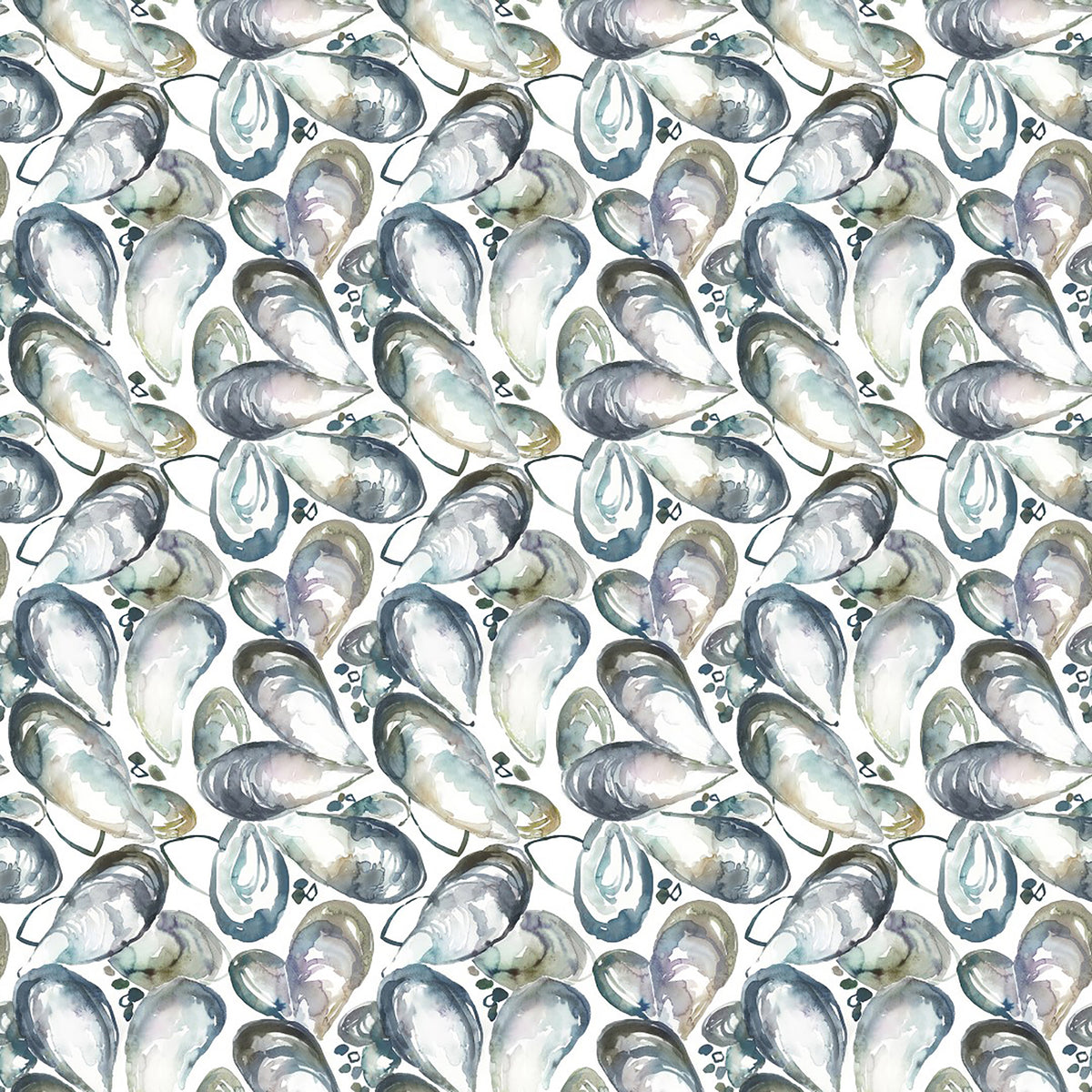 Voyage Maison Mussel Shells Printed Cotton Fabric Slate