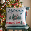 Fusion Merry Christmas Deer Velvet 43cmx43cm Filled Cushion Green