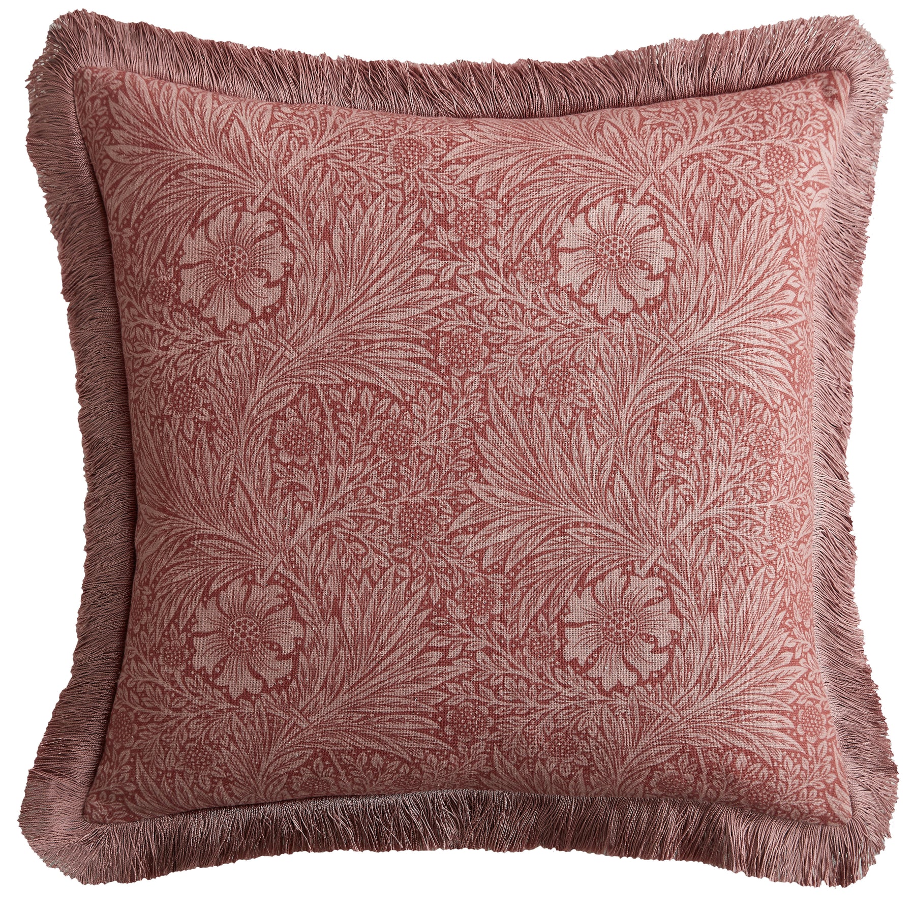 William Morris At Home Marigold 50cm x 50cm Filled Cushion Brick Pink