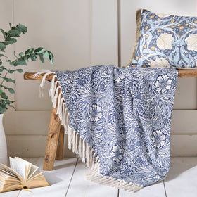 William Morris At Home Marigold 130cm x 170cm Throw Indigo Blue