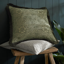 William Morris At Home Marigold 50cm x 50cm Filled Cushion Olive