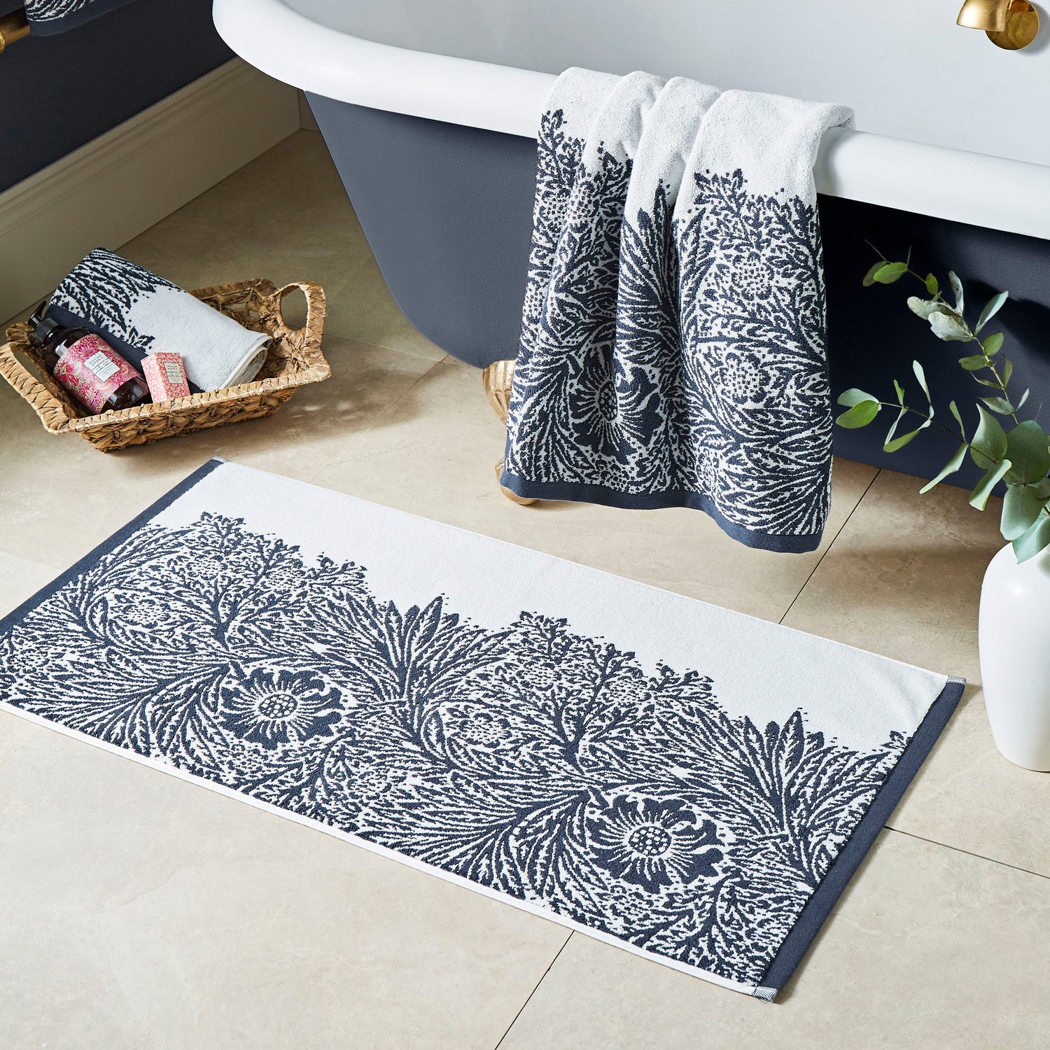 William Morris At Home Marigold Towel Prussian Blue