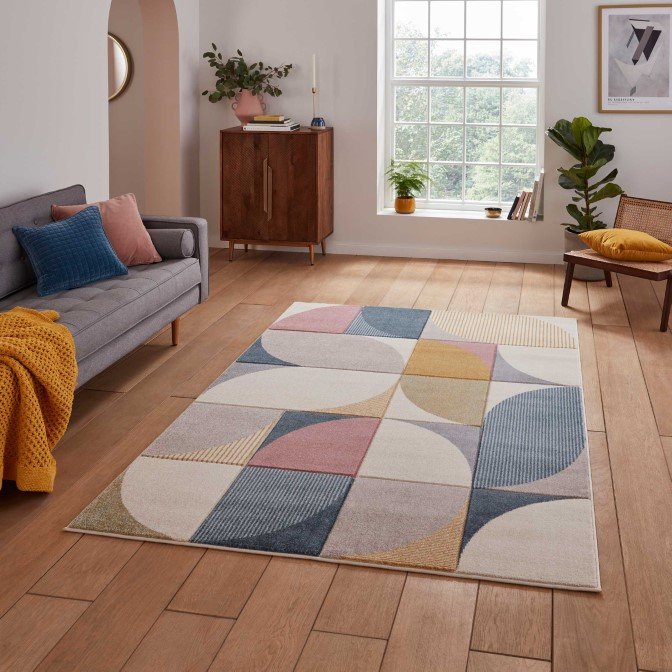 80cm Rug Matrix FE663 Modern Geometric 80cm x 150cm Rug Multi | Cheap UK ...