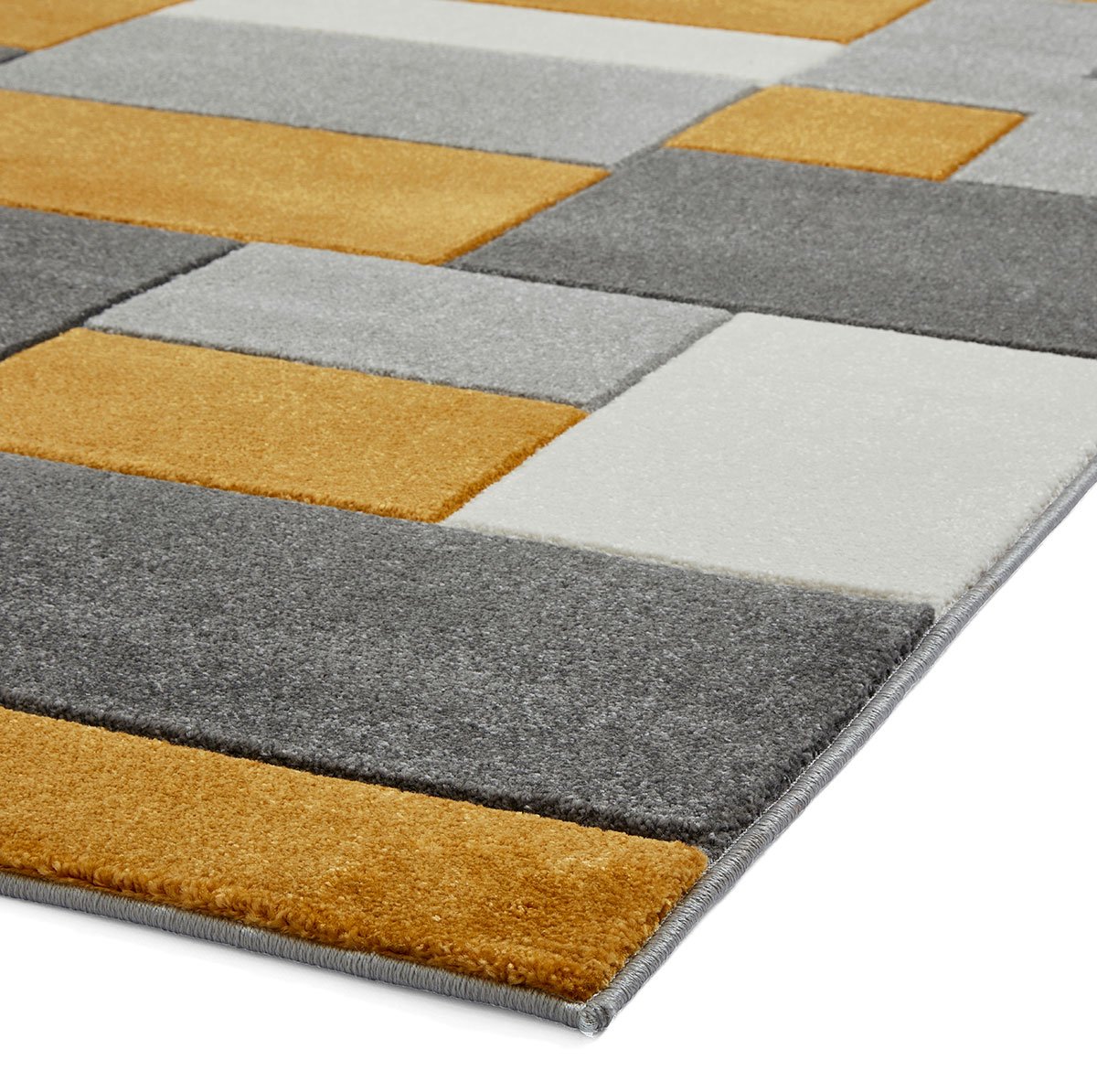 Matrix MT61 Modern Geometric Rug Grey Yellow