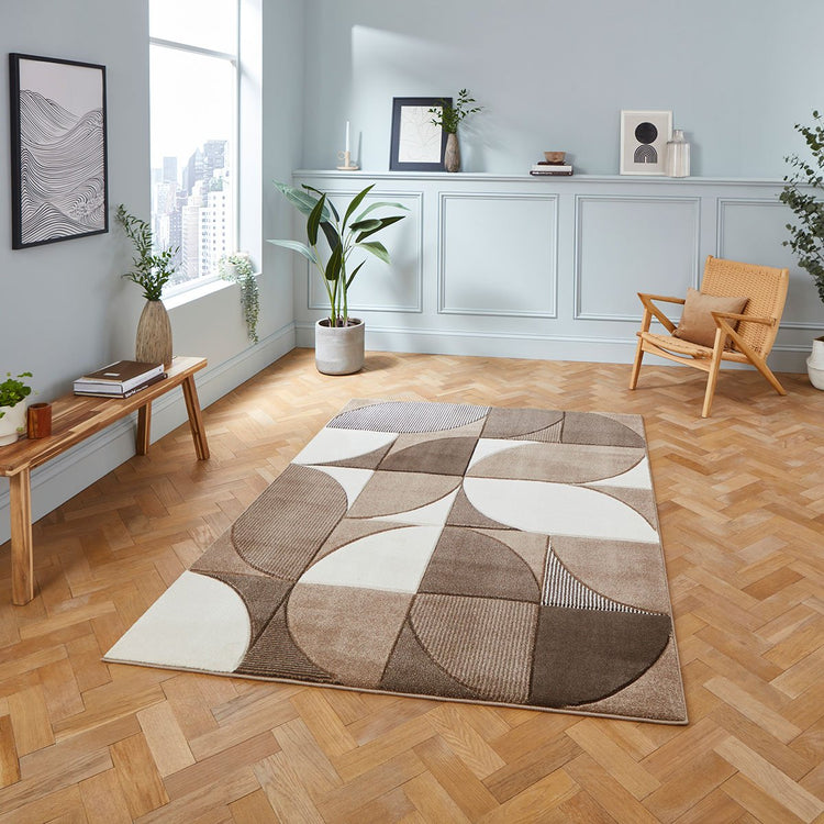 Matrix MT63 Modern Geometric Rug Beige Brown Everyday Price