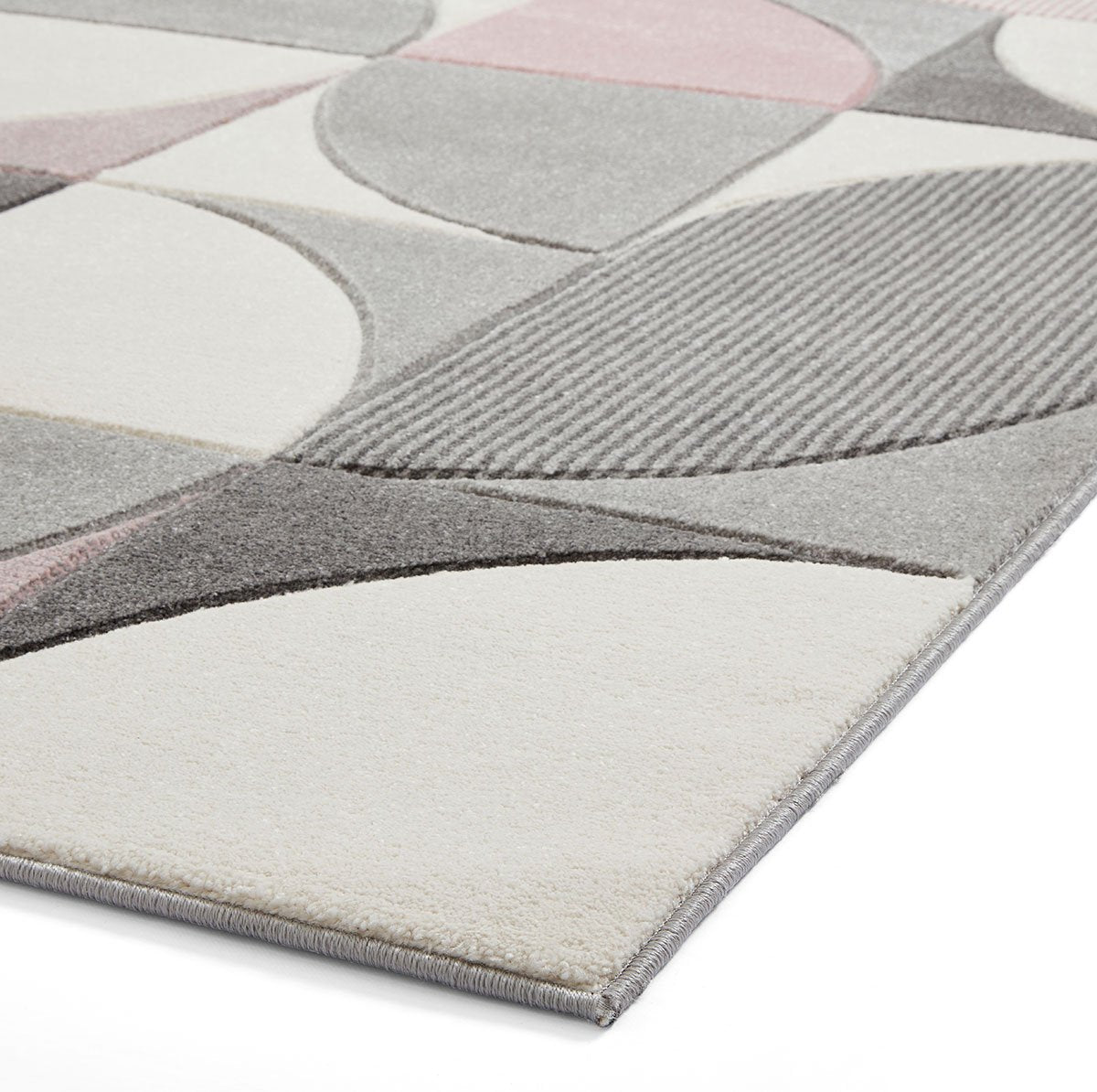 Matrix MT63 Modern Geometric 80cm x 150cm Rug Grey Rose