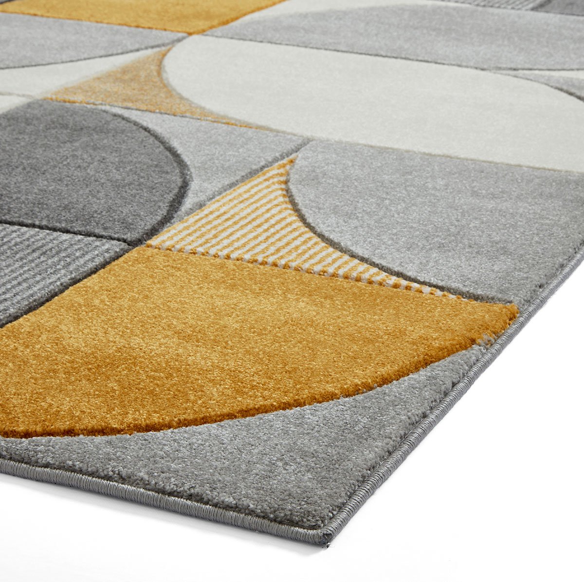 Matrix MT63 Modern Geometric Rug Grey Yellow