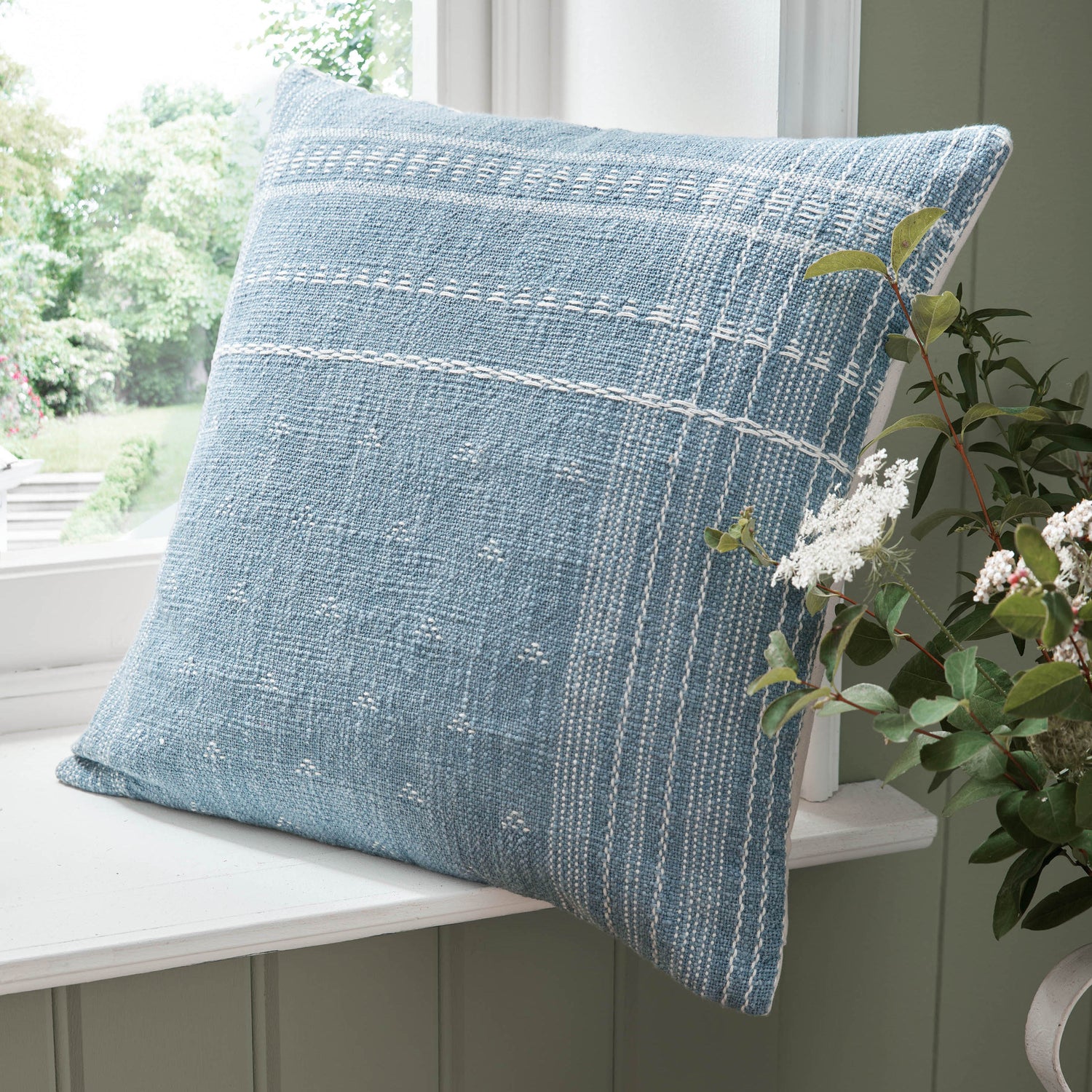 Laura Ashley Mawsley 45cm x 45cm Filled Cushion Denim Blue