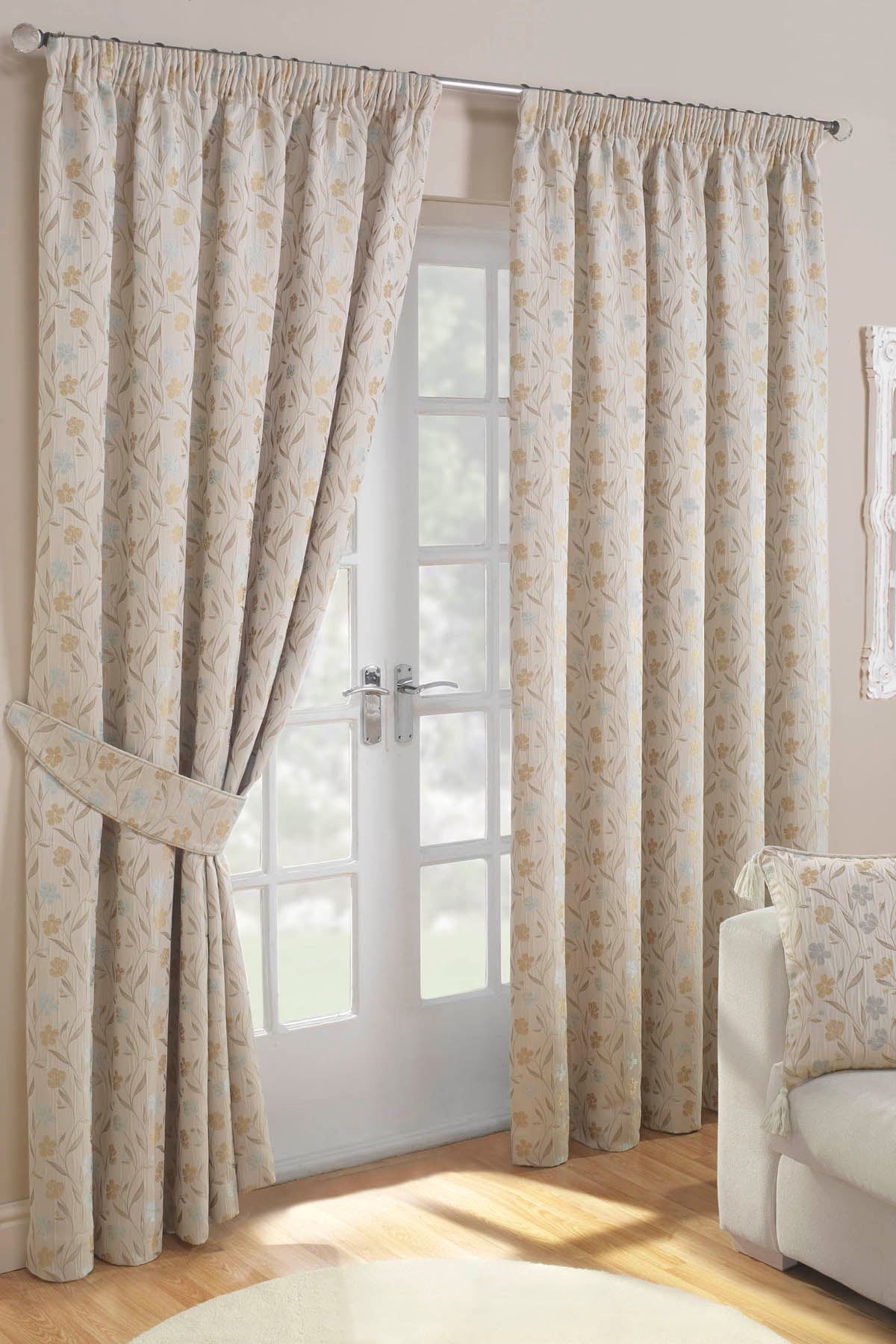 Mia Ready Made Lined Curtains Blue
