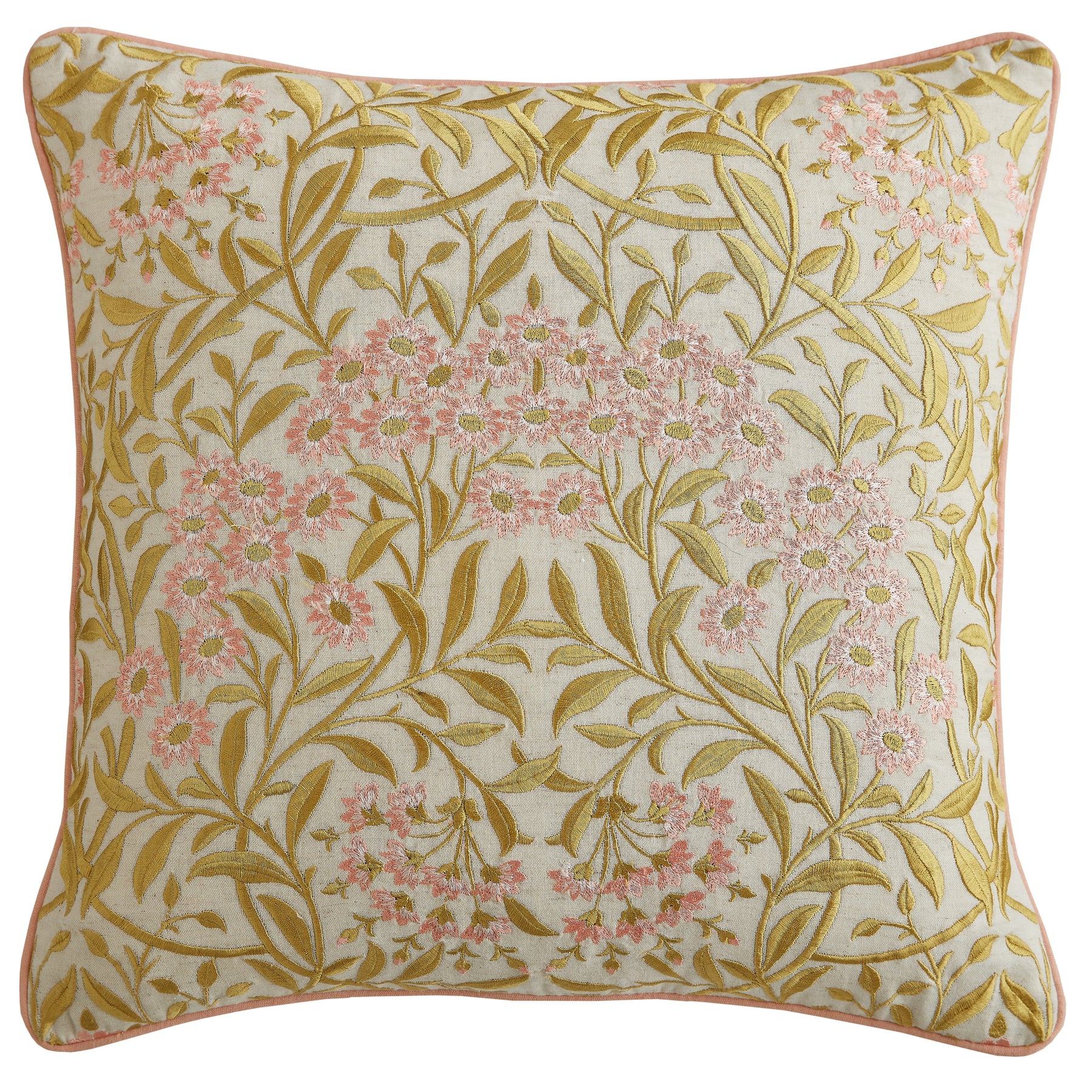 William Morris At Home Michaelmas Daisy 43cm x 43cm Filled Cushion Brick Pink Gold