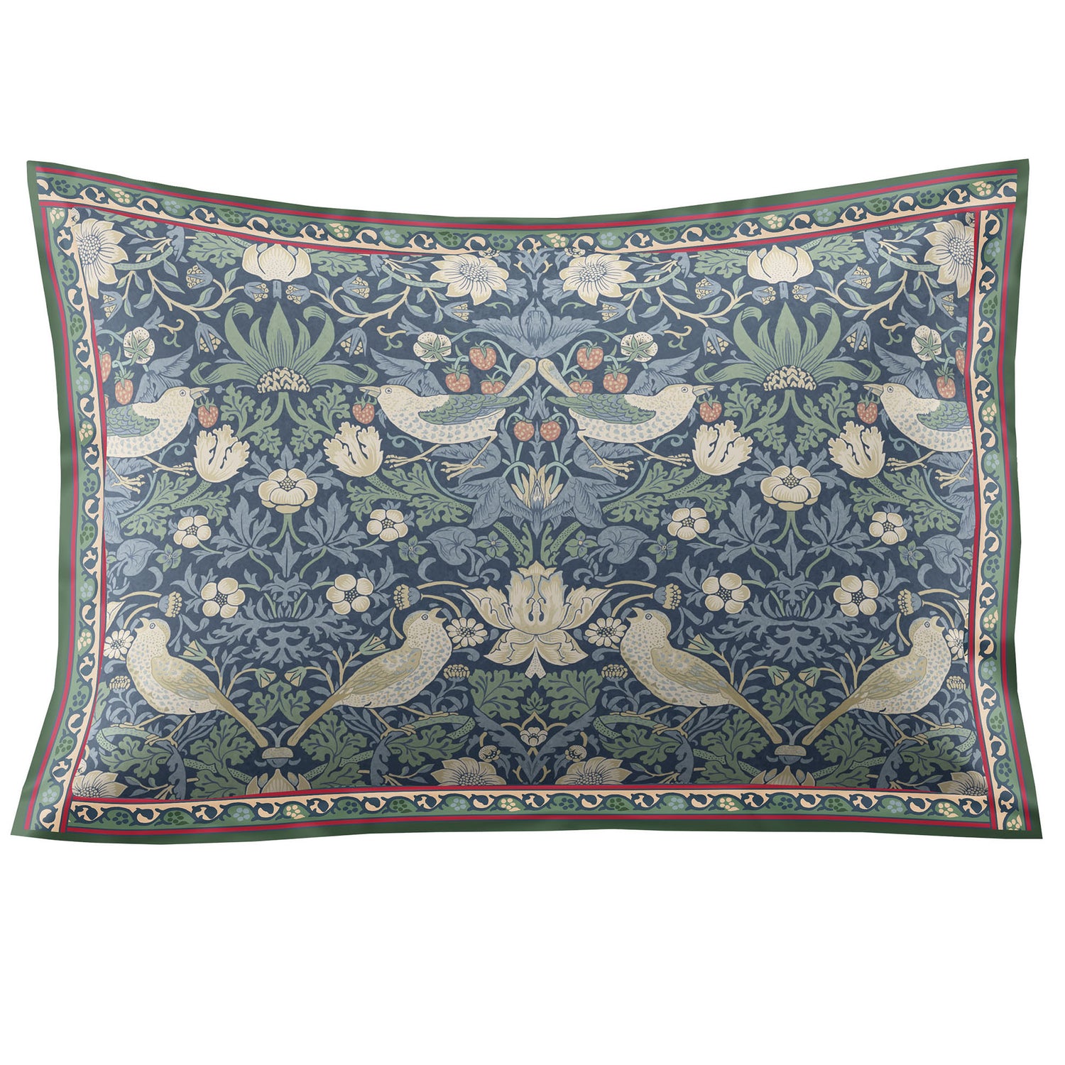 William Morris At Home Midnight Strawberrythief Pair of Oxford Pillowcases Prussian Blue