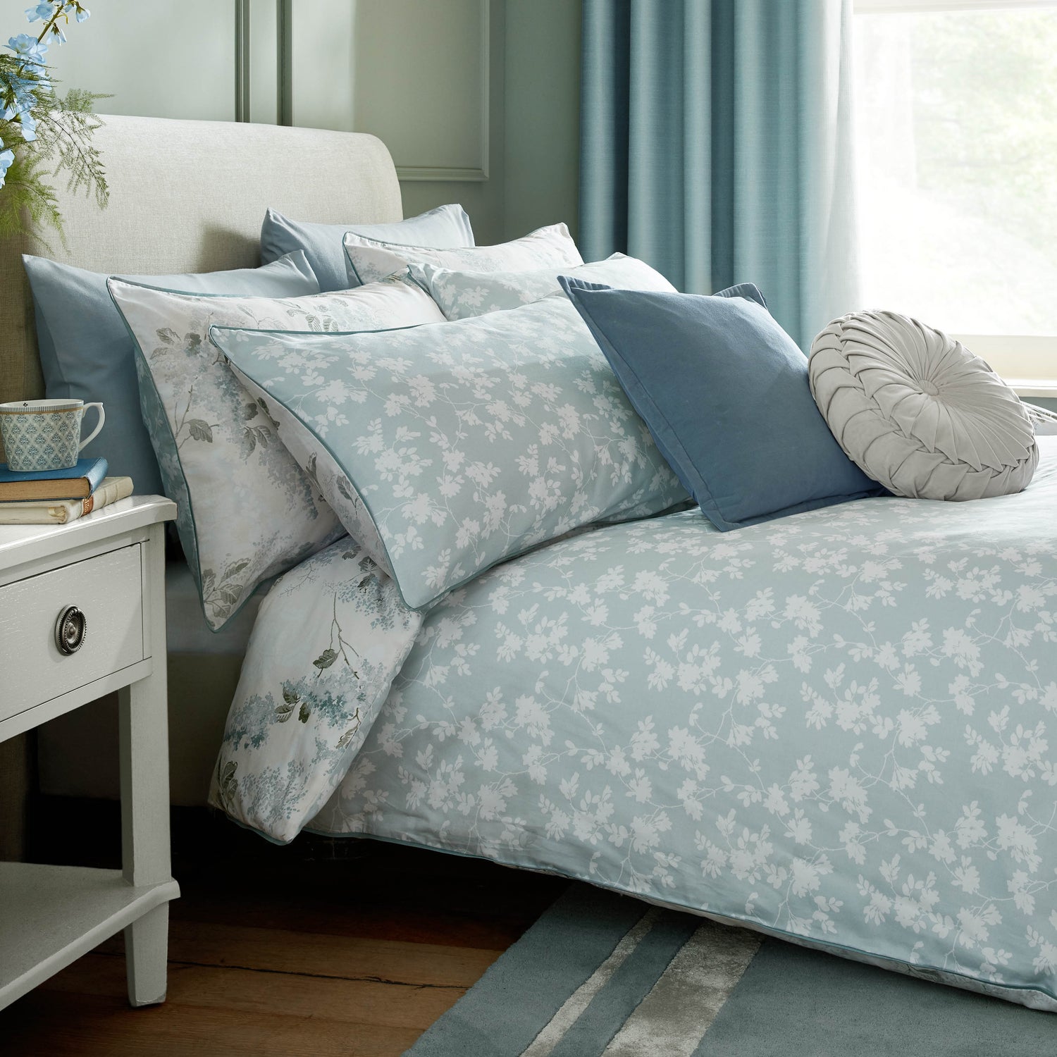 Laura Ashley Mirabelle Duvet Cover Bedding Set Pale Seaspray