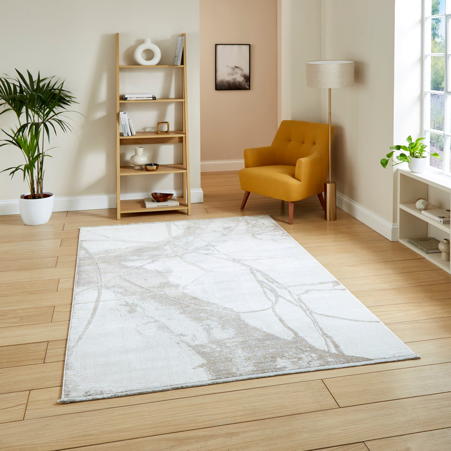 Mirage MR26 Metallic Effect Yarn Rug Cream