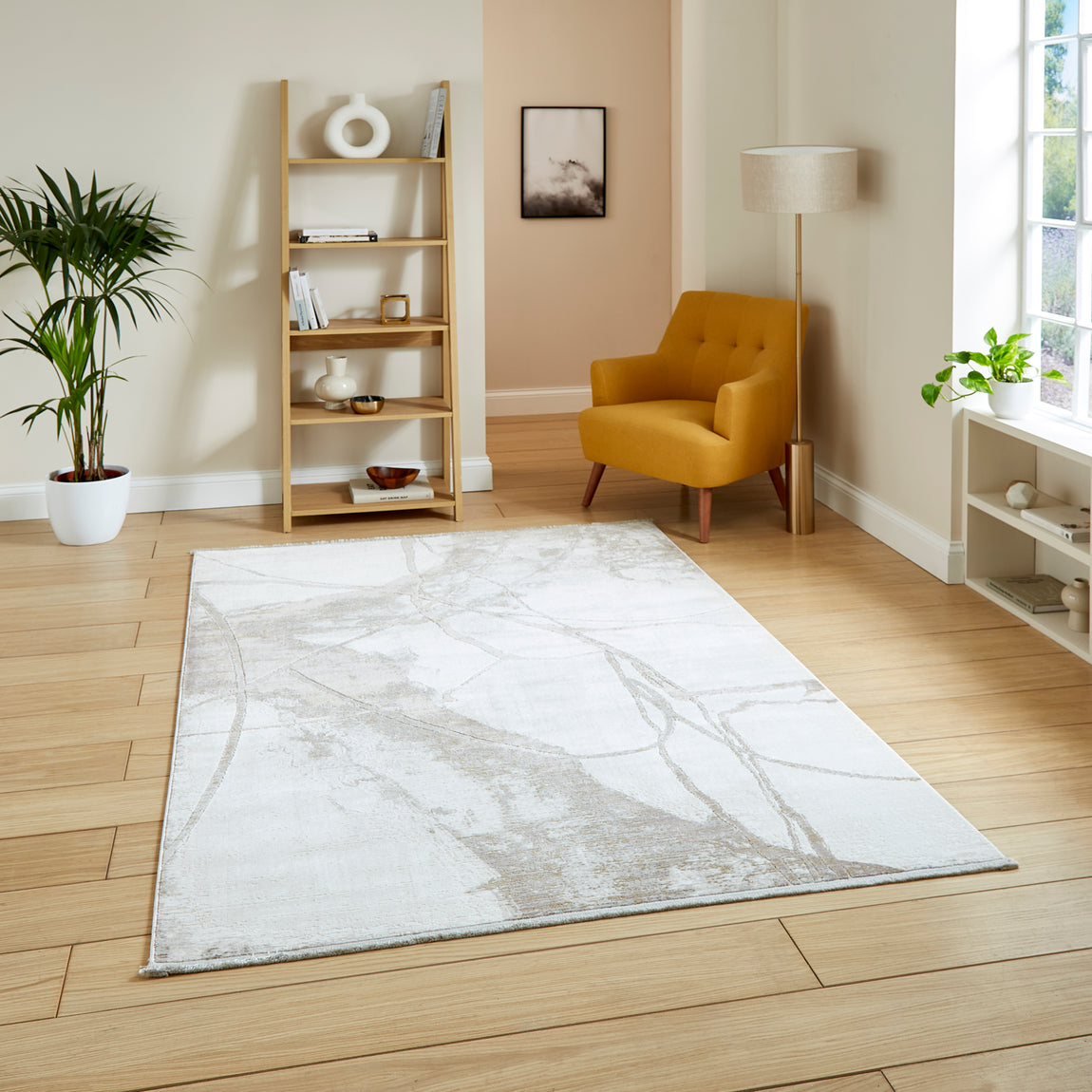 Mirage MR26 Metallic Effect Yarn Rug Cream