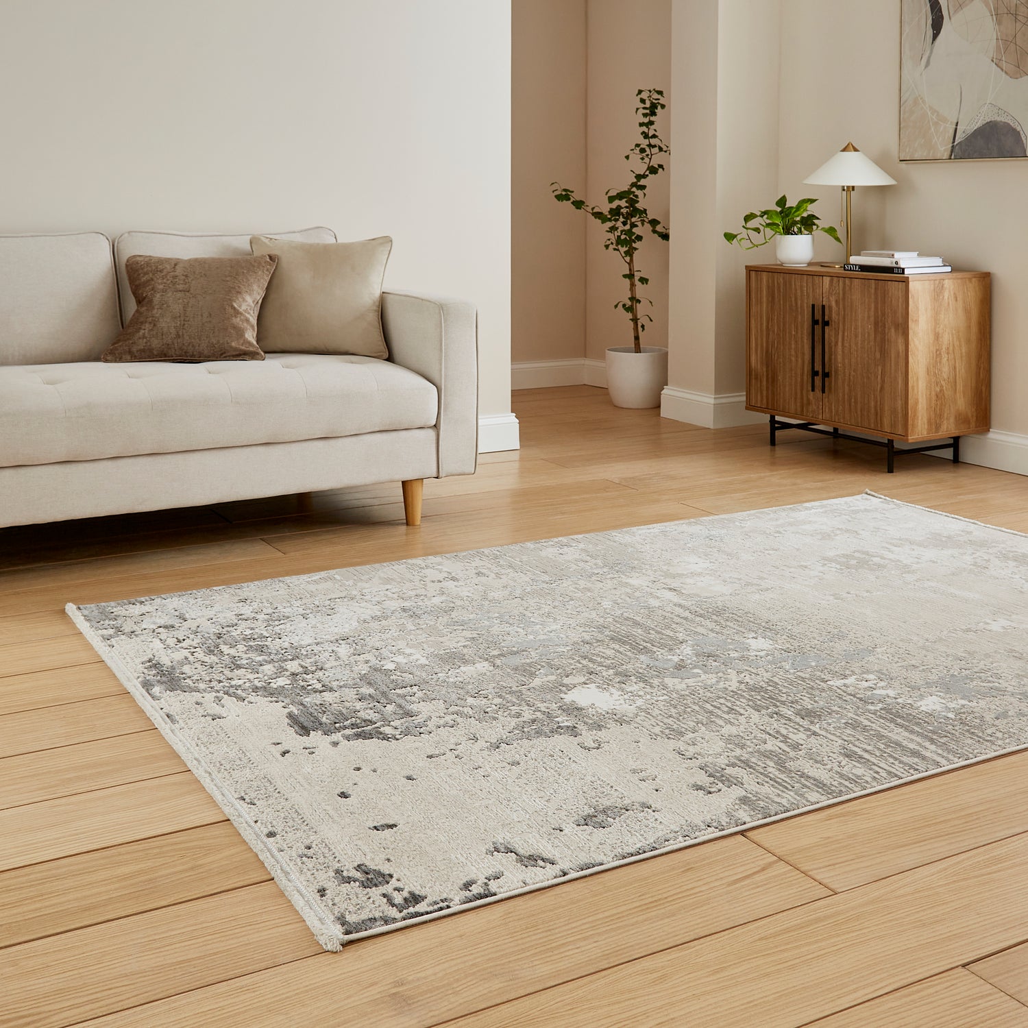 Mirage MR93 Metallic Effect Yarn Rug Grey
